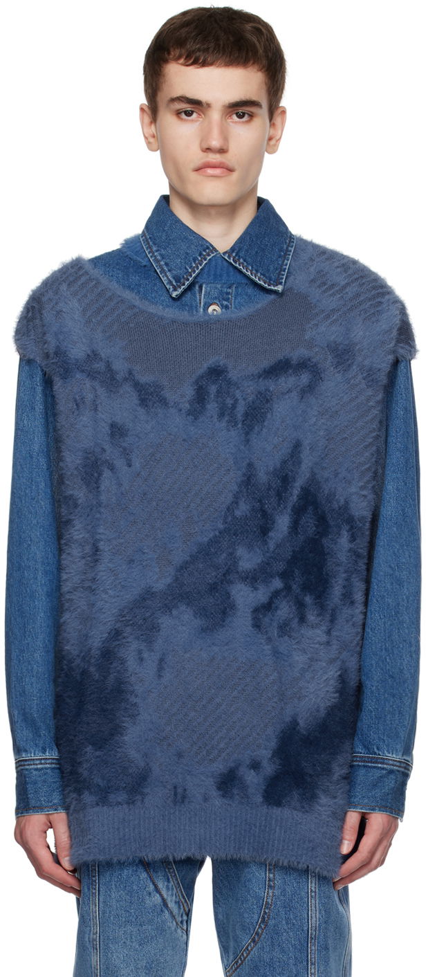 Sweater Feng Chen Wang Feng Chen Wang Landscape Painting Vest and Denim Jacket Set Blå | FUF16KT03
