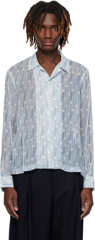 Skjorte Bode Bode Meridian Print Shirt Blå | MRS25SH034, 0