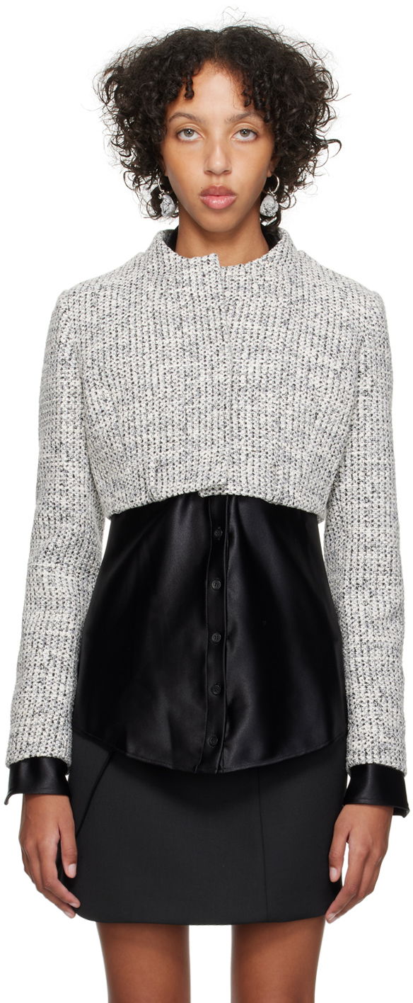 Jakke Coperni Coperni Cropped Tweed Jacket Hvid | COPV33100, 0