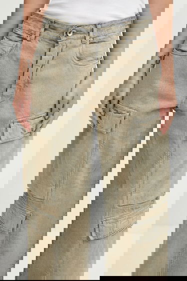 Cargo bukser Rick Owens Rick Owens DRKSHDW Cotton Wide Leg Double Cargo Jeans with Medium Waist Beige | DS02E7308.DMP, 3