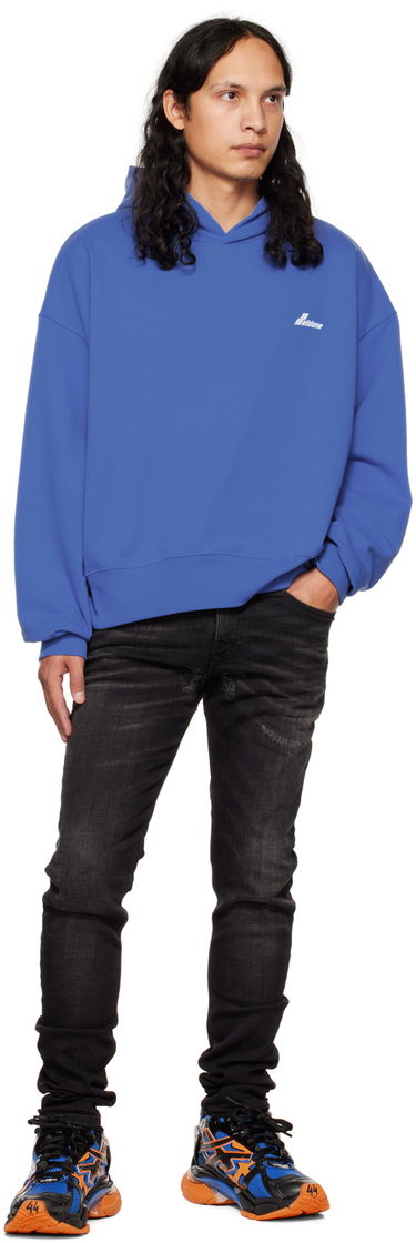 Sweatshirt We11done We11done Lettering Symbol Hoodie Blå | WD-TH3-22-840-U-BL, 3