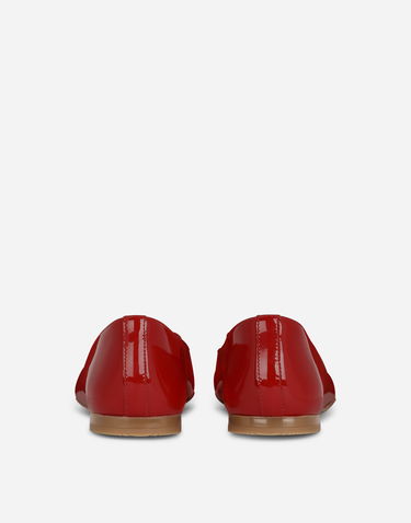 Sneakers og sko Dolce & Gabbana Dolce & Gabbana Patent Leather Ballet Flats With Metal Dg Logo Rød | D11141A132887124, 3