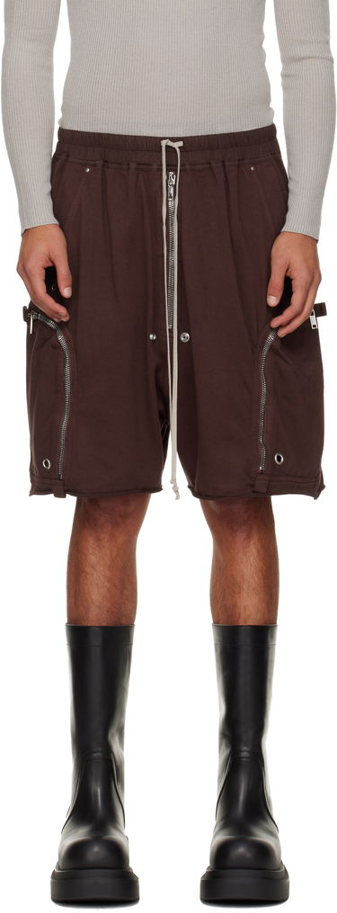 Shorts Rick Owens Rick Owens DRKSHDW Concordians Bauhaus Drawstring Zipped Cargo Shorts with Raw Hem Brun | DU02E7389 RIG, 0