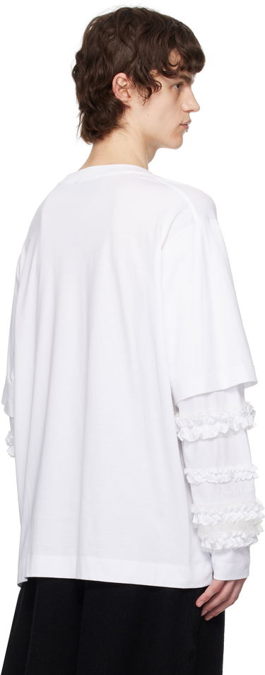 T-shirt Simone Rocha Simone Rocha Layered Ruffle Frill Long Sleeve T-Shirt Hvid | 5326 0553, 2
