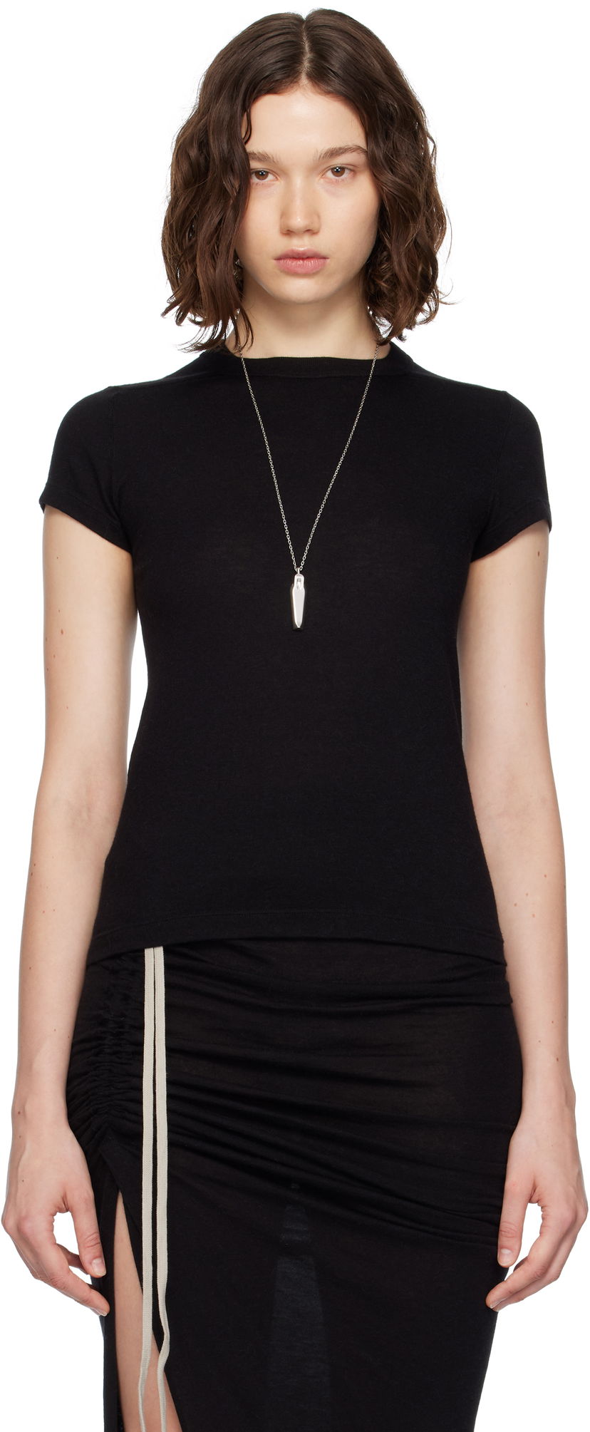 Crop top Rick Owens Rick Owens Concordians Rainino Cropped T-Shirt Sort | RP02E4235 JR