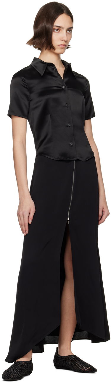 Skjorte Nanushka Nanushka Clare Satin Blouse Sort | NW25SSTP20799, 3