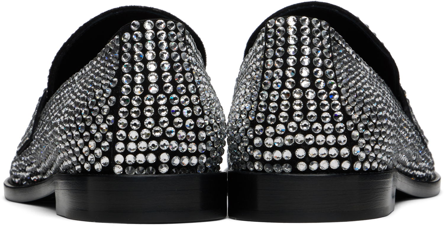 Tilbehør Amina Muaddi Amina Muaddi Tilda Crystal Loafers Sort | TILDA CRYSTAL LOAFER SUEDE, 1