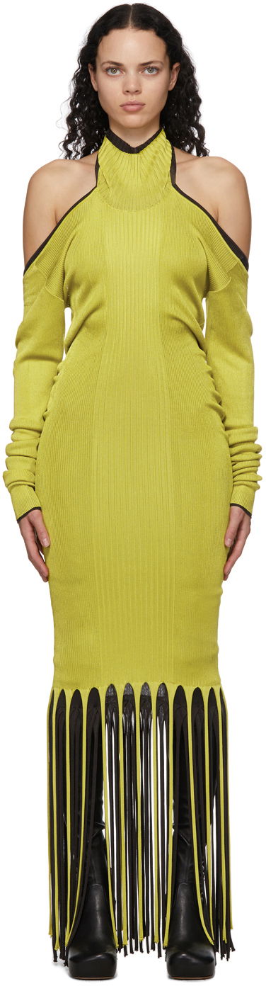 Kjole Bottega Veneta Twist Viscose Fringe Dress Grøn | 638198 V07S0