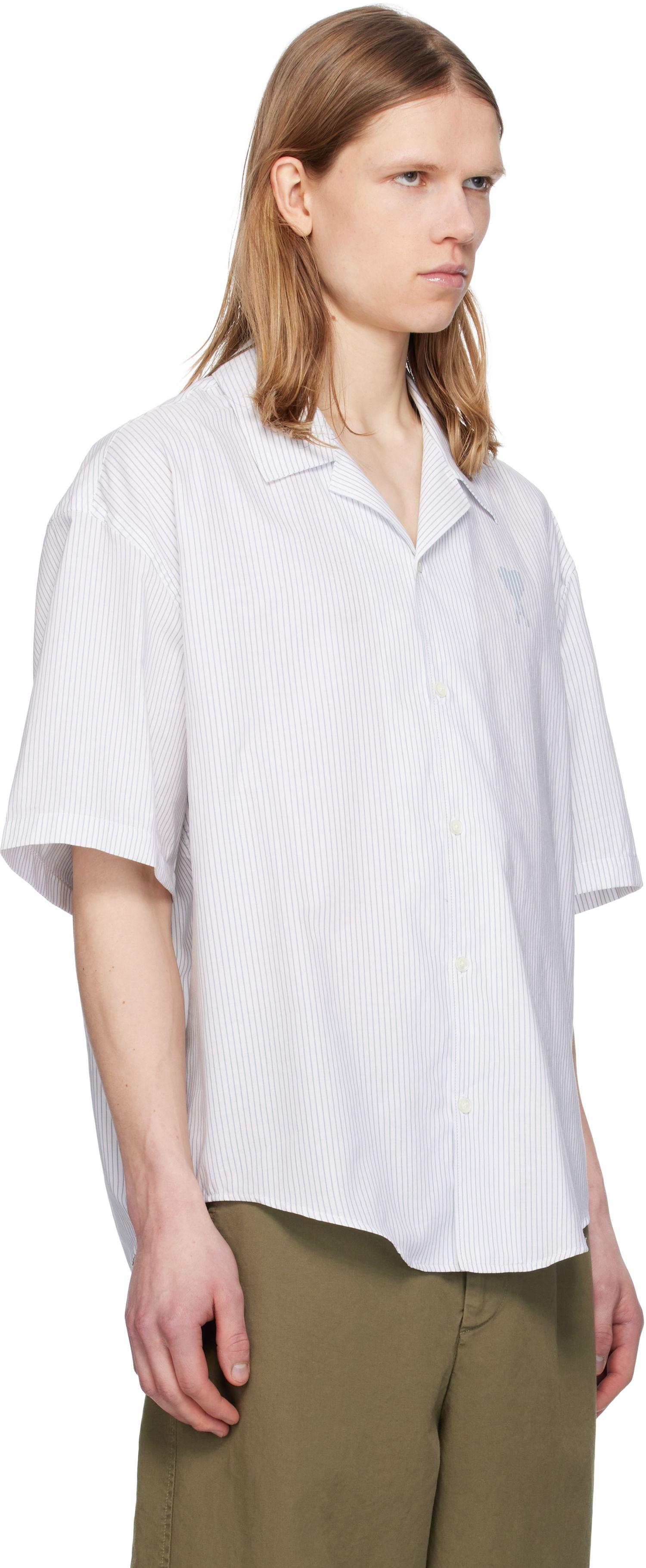 Skjorte AMI AMI Paris Cotton Camp Collar Shirt Hvid | HSH292.CO0113, 1