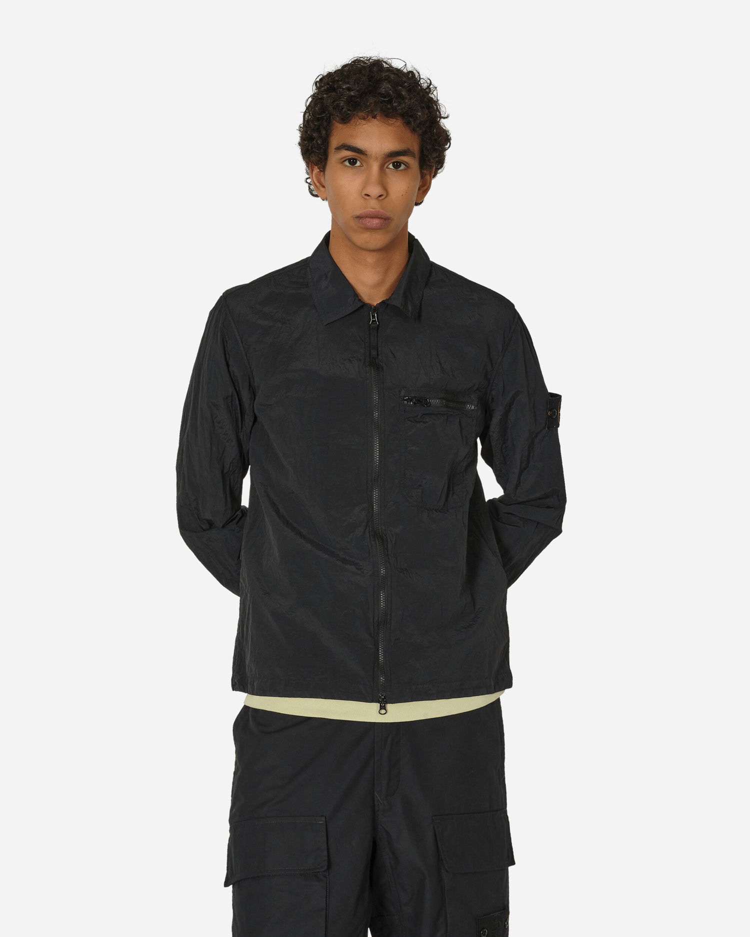 Skjorte Stone Island Nylon Metal Overshirt Black Sort | 801511219 V0029, 0