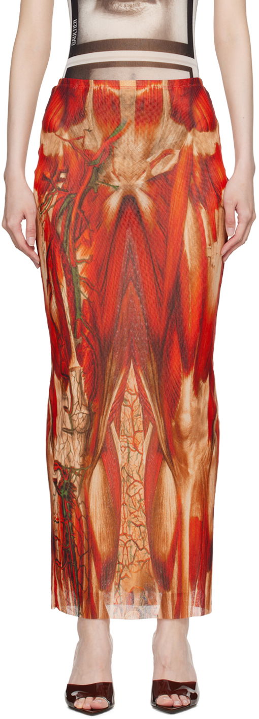 Nederdel Jean Paul Gaultier Jean Paul Gaultier 'The Écorché' Maxi Skirt Rød | 24/30-F-JU124-T554-301540