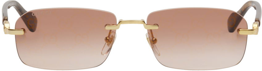 Solbriller Gucci Rectangular Sunglasses Brun | GG1221S, 0