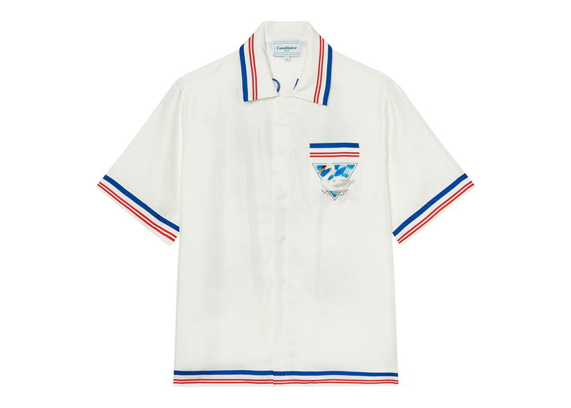 Skjorte Casablanca Par Avion Silk Shirt Hvid | MF22SH00302