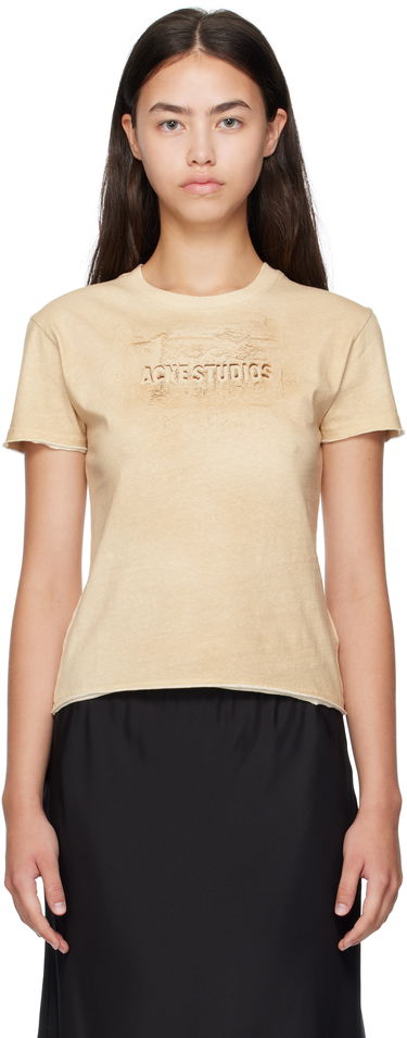 T-shirt Acne Studios Acne Studios Logo Print T-Shirt Beige | AL0472-, 0