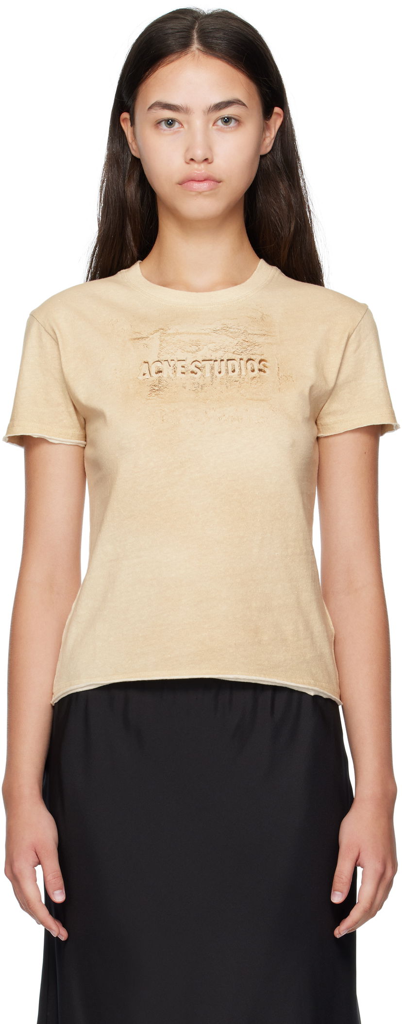T-shirt Acne Studios Acne Studios Logo Print T-Shirt Beige | AL0472-