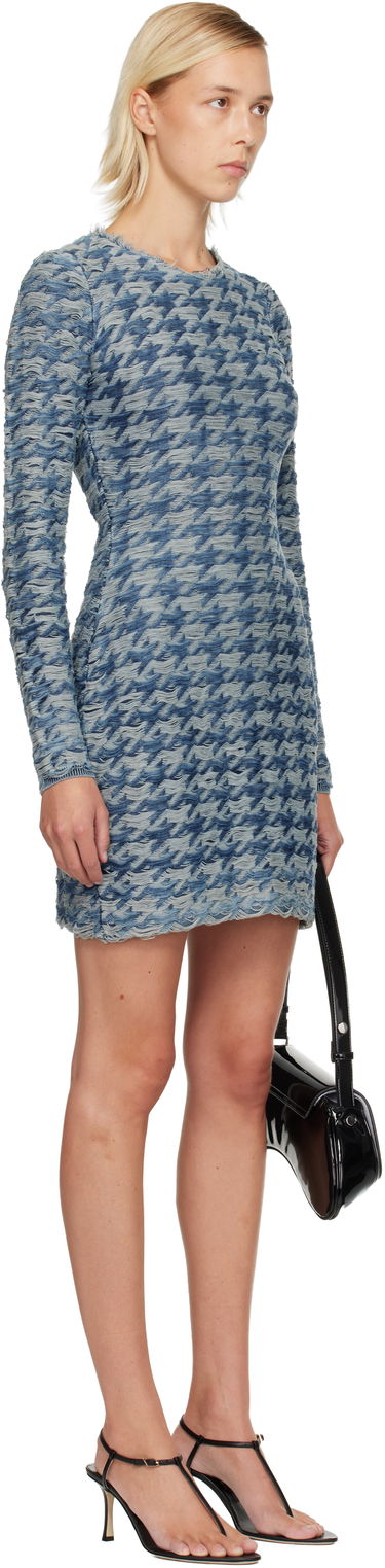 Kjole Diesel Houndstooth Knit Minidress M-Halma Blå | A21446 0EGCA, 1