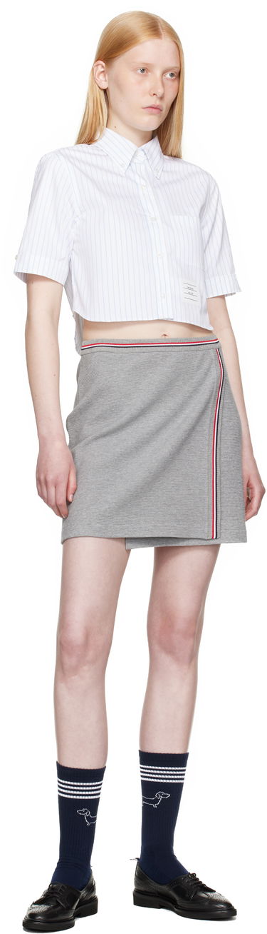 Nederdel Thom Browne Thom Browne Cotton Waffle Miniskirt Grå | FJK141A-J0216, 4