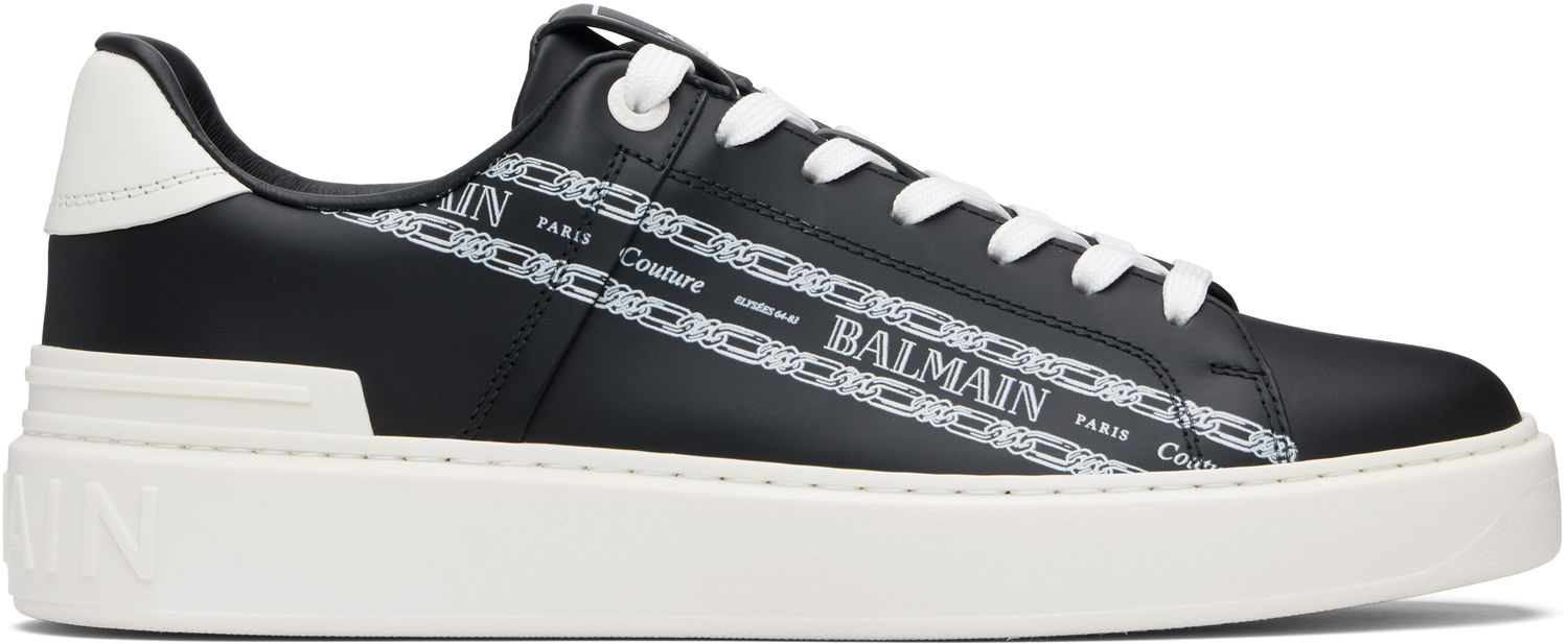 Sneakers og sko Balmain B-Court Printed Calfskin Sort | FM1VI288LBFC, 0