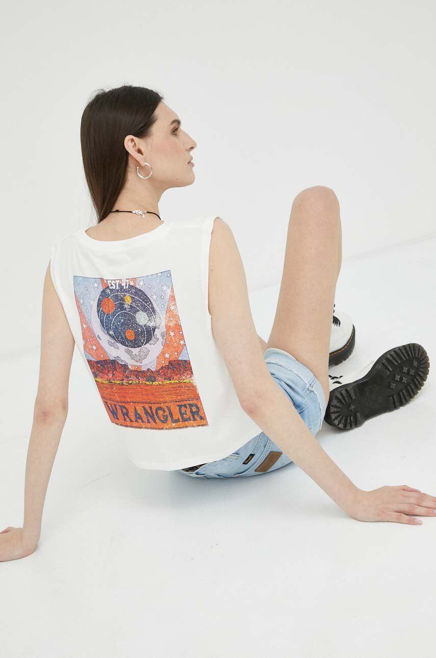 T-shirt Wrangler Cotton Top Hvid | W7FED3W02, 0