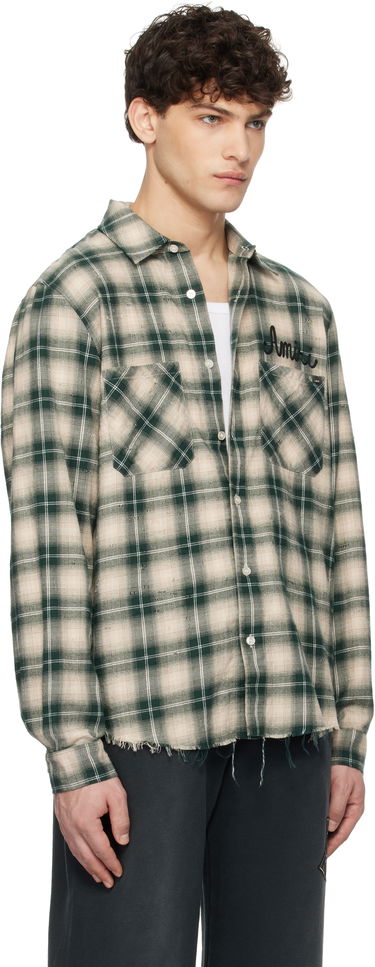 Skjorte AMIRI Amiri Shotgun Distressed Plaid Flannel Shirt Grøn | AMSTFL1009, 1