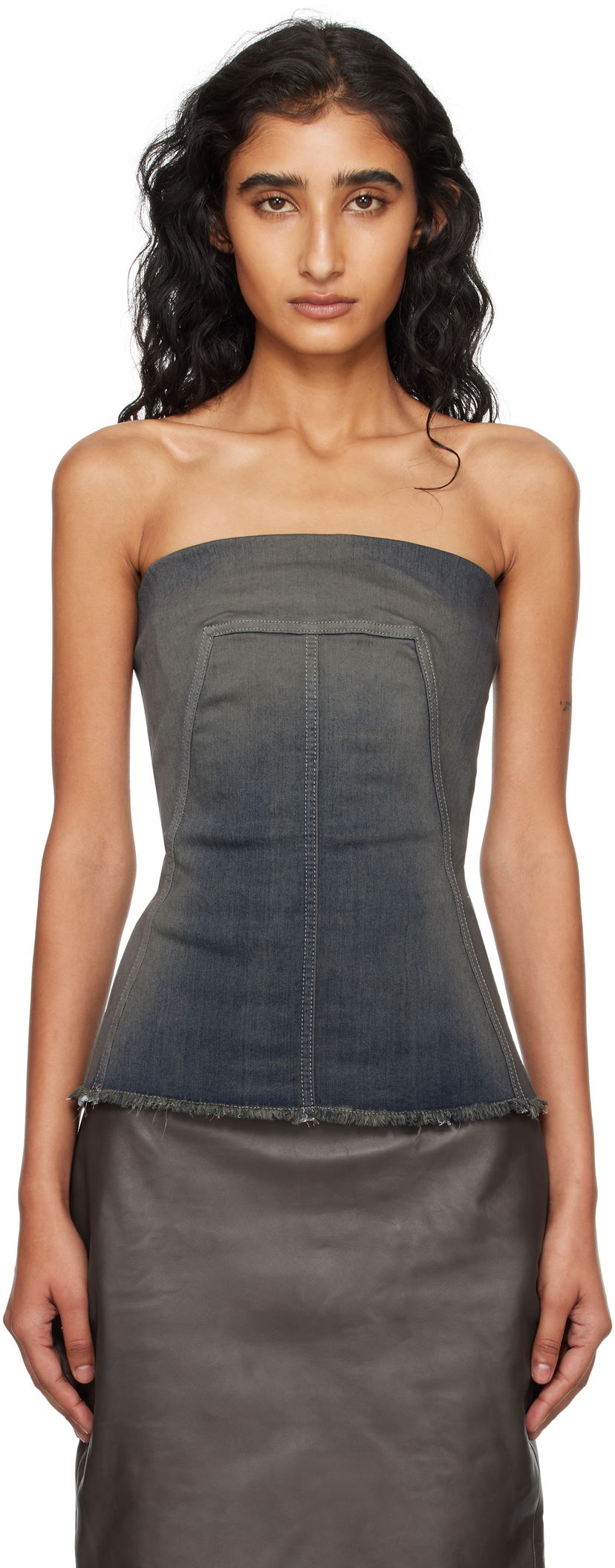 Tanktop Rick Owens Rick Owens Concordians Denim Bustier Top Grå | RP02E4127 SDKDEG