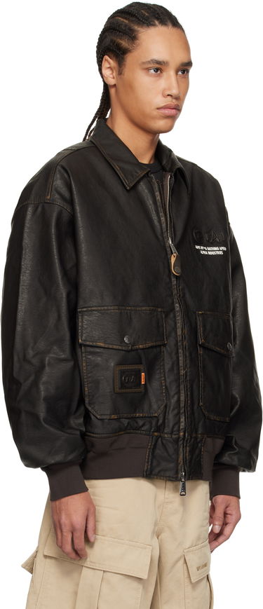 Bomberjakke AAPE by A Bathing Ape AAPE by A Bathing Ape Alpha Industries Edition Faux-Leather Bomber Jacket Sort | AAPJKM9717XXNBWD, 1