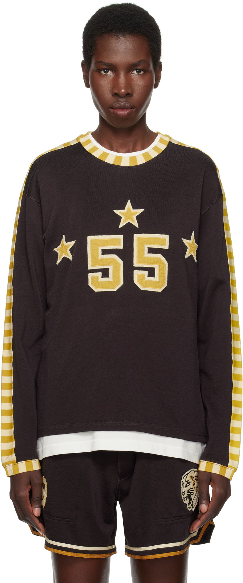Sweater Bode Bode Medalist Appliqué Long Sleeve T-Shirt Sort | MRS25CS035
