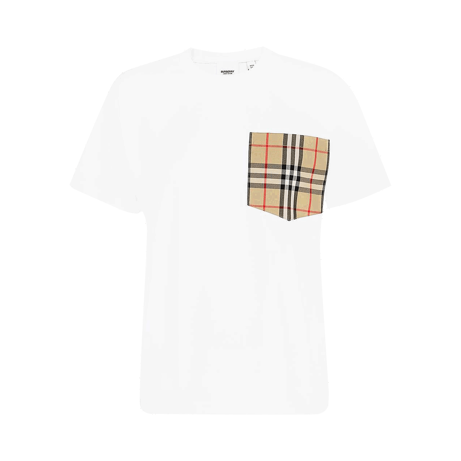 T-shirt Burberry Carrick Check Pocket T-Shirt Hvid | 8043386, 0