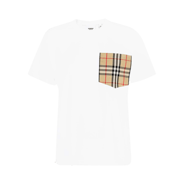 T-shirt Burberry Carrick Check Pocket T-Shirt Hvid | 8043386, 0