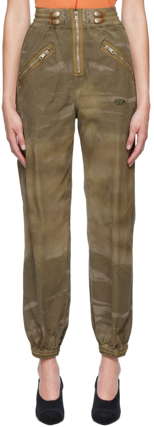 Cargo bukser Diesel P-Aucuba-Treat Khaki Cargo Trousers Grøn | A06766 0JKKF