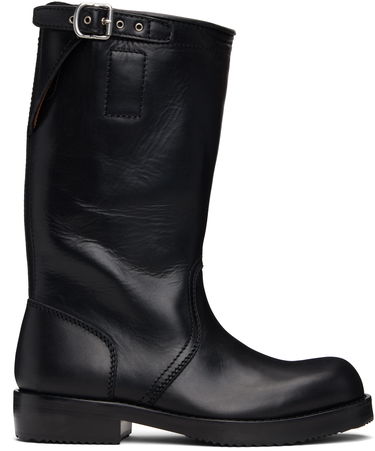 Sneakers og sko Dries Van Noten Dries Van Noten Leather Biker Boots Sort | 252-021700-105, 0