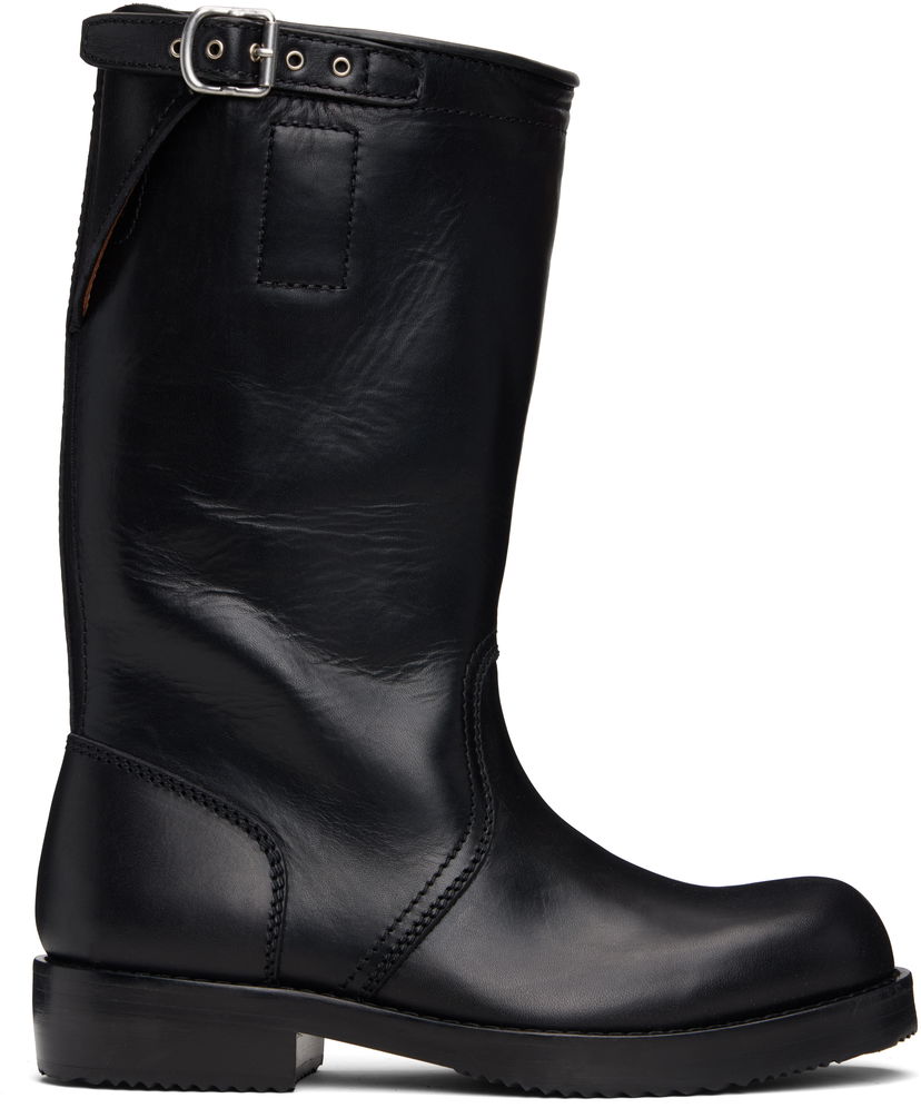 Sneakers og sko Dries Van Noten Dries Van Noten Leather Biker Boots Sort | 252-021700-105