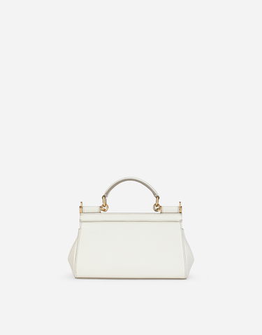 Håndtaske Dolce & Gabbana Dolce & Gabbana Sicily Small Dauphine Leather Top Handle Bag Hvid | BB7116B100180001, 3