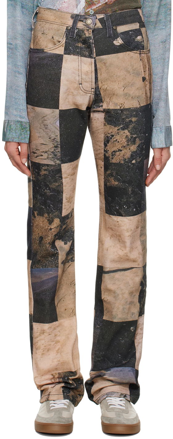 Jeans Serapis Oil Sand Print Straight Leg Jeans Beige | FW22_DE_2