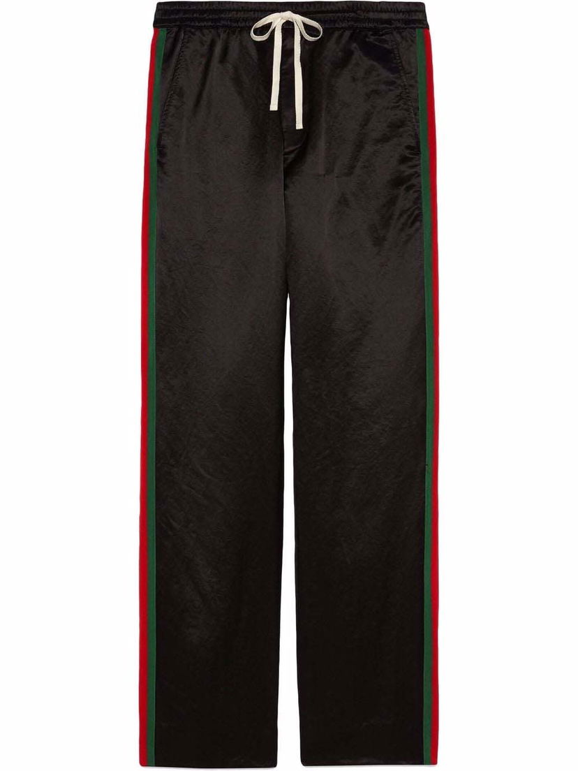 Joggingbukser Gucci Web-Panel Track Pants Black/Red/Green Sort | 654880 ZAGU7 1043