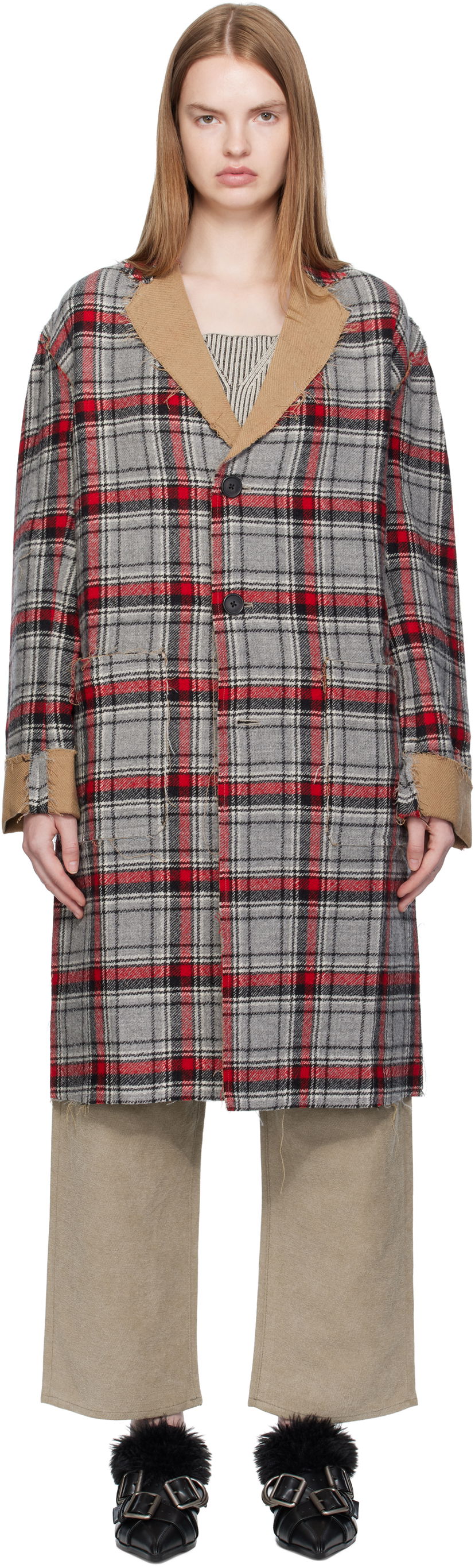 Frakker R13 R13 Raw Cut Reversible Coat Flerfarvet | R13WR469-R566A
