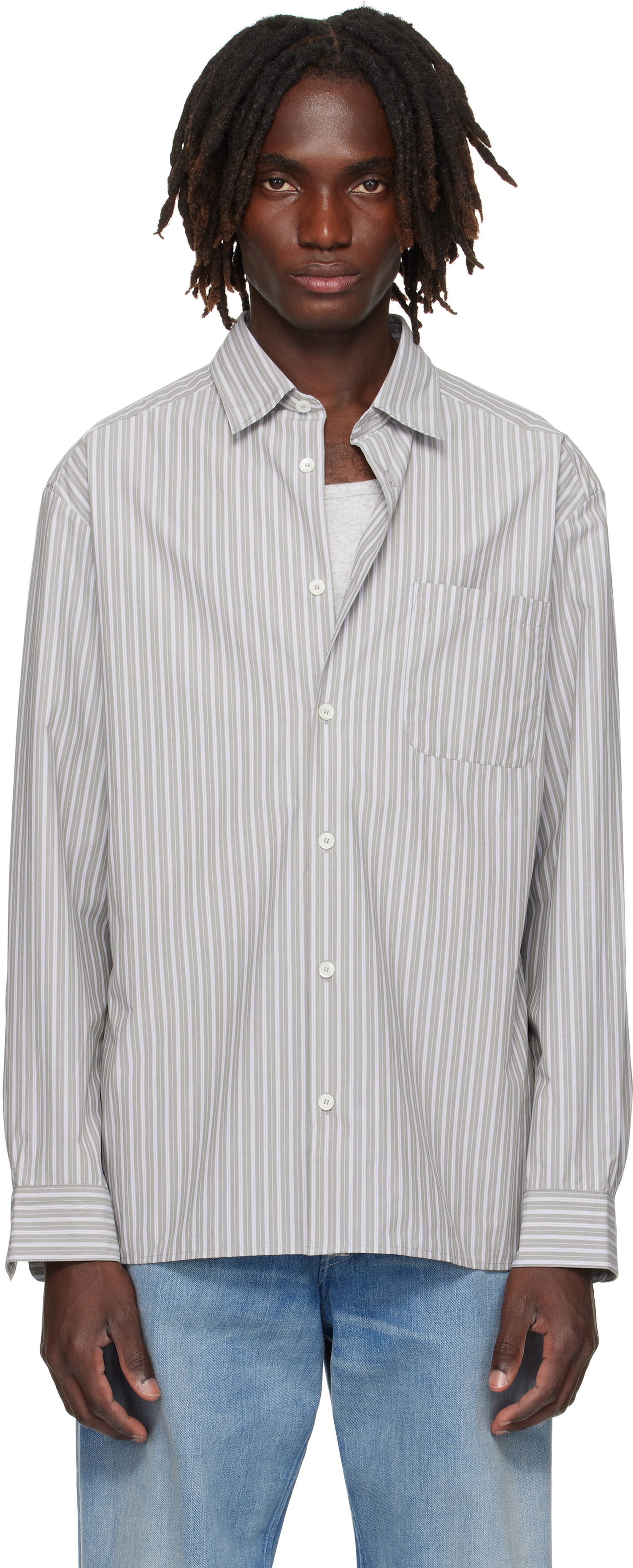 Skjorte A.P.C. A.P.C. Malo Striped Shirt Grå | COHJJ-H12532, 0