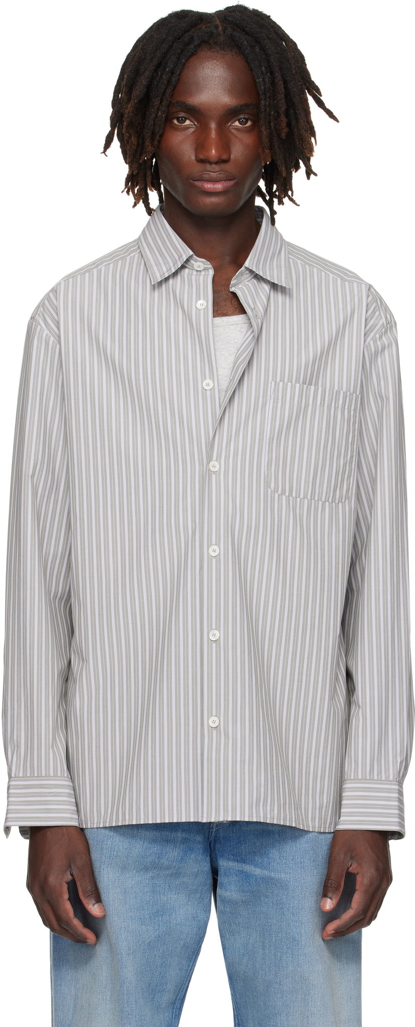 Skjorte A.P.C. A.P.C. Malo Striped Shirt Grå | COHJJ-H12532