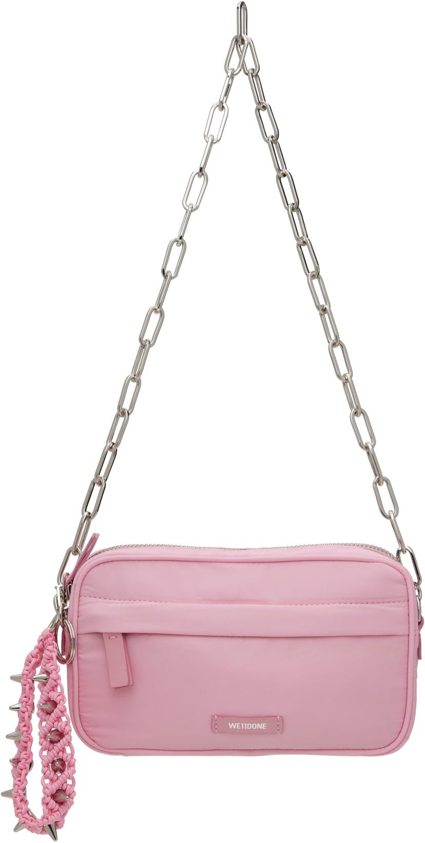 Skuldertaske We11done We11done Mini Chain Bag with Spiked Wristlet Lyserød | WD-AB0-25-488-U-PK