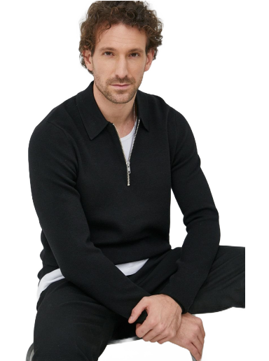 Polo skjorte Samsoe Samsoe Guna Half Zip Polo Shirt Sort | M22400055