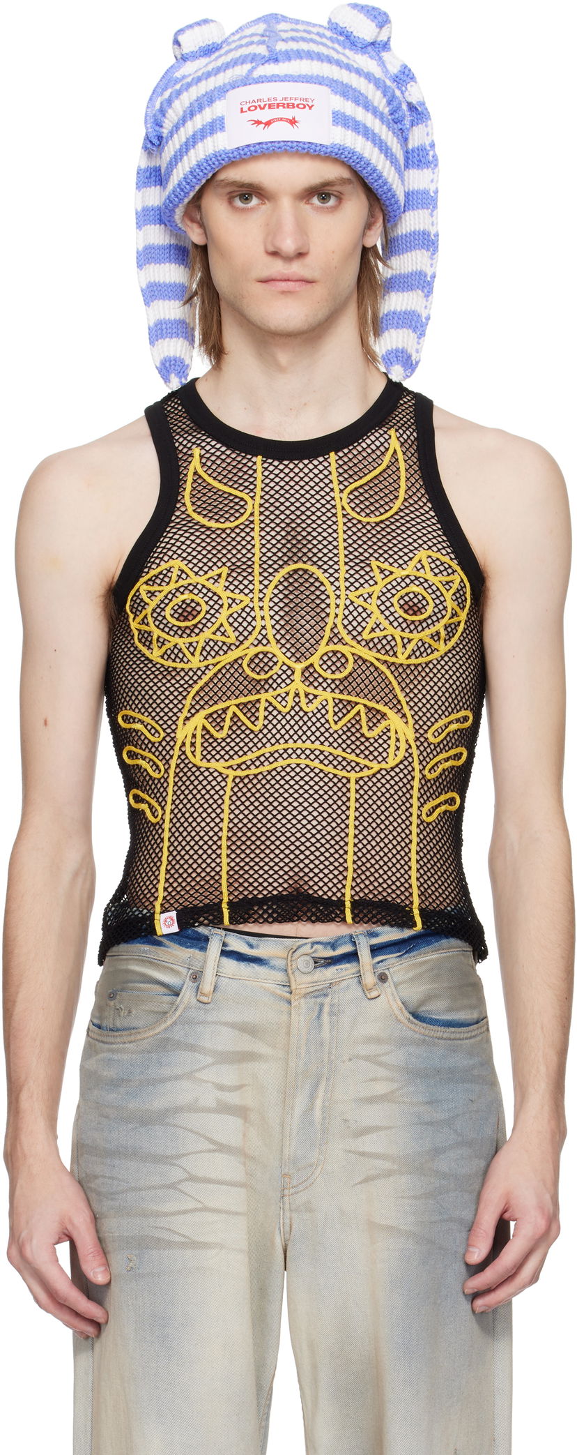 Hat Charles Jeffrey Loverboy Charles Jeffrey LOVERBOY Graphic Net Tank Top Blå | 54080303