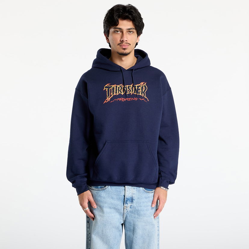 Sweatshirt Thrasher Cracked by Exteenager Hoodie Mørkeblå | 145776