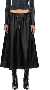 O-Blivion Drawstring Faux-Leather Midi Skirt