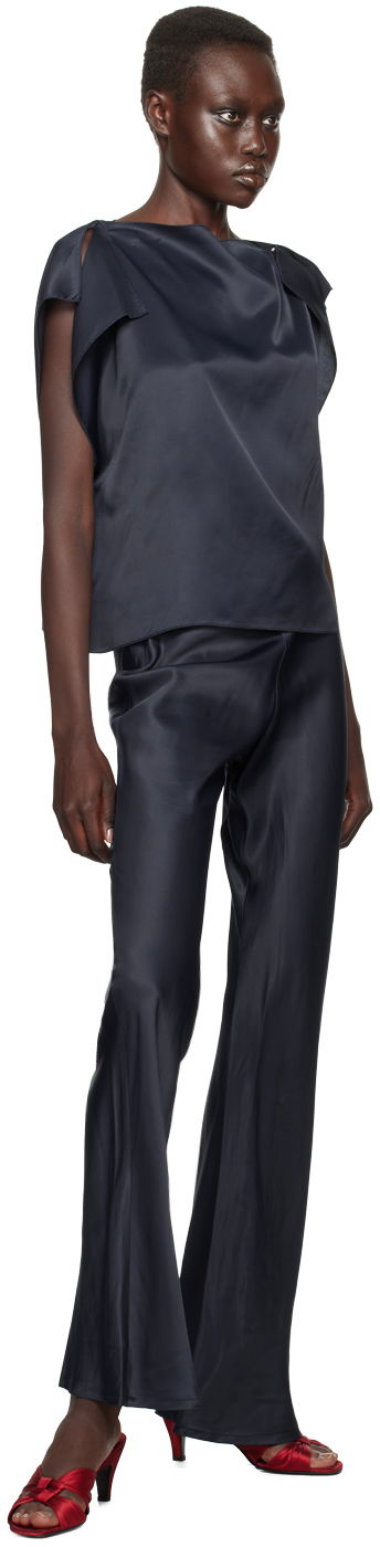 Bukser Baserange Satin Trousers Mørkeblå | TRDY-VI-WI24, 3