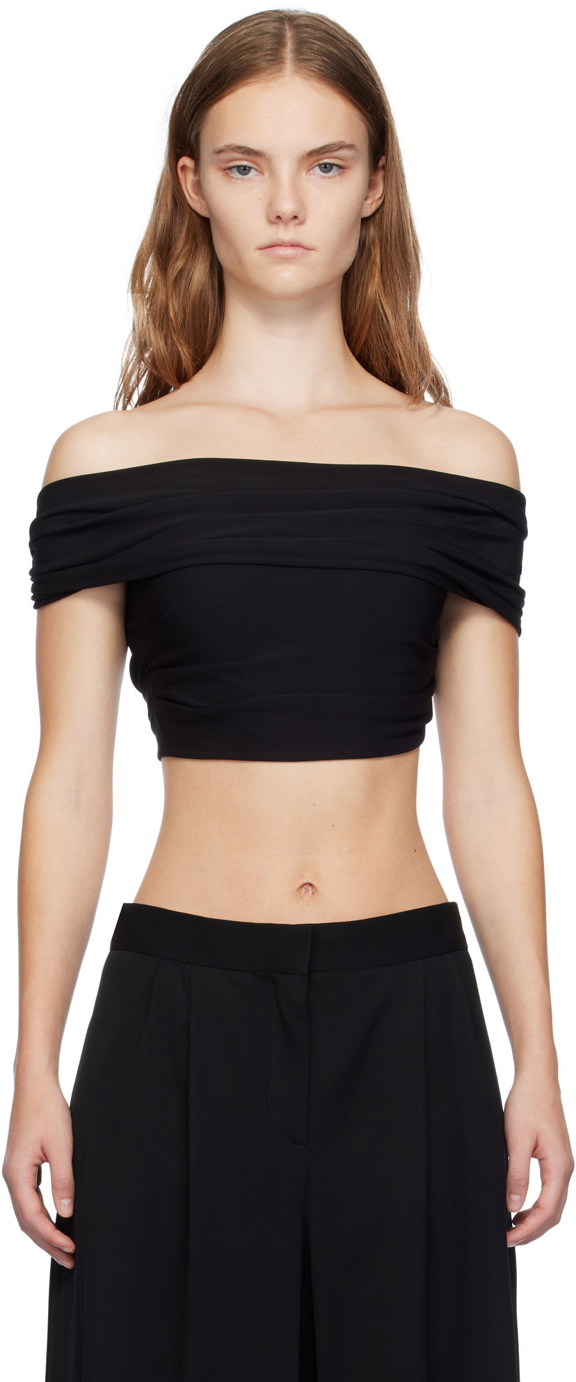 Crop top Casablanca Draped Crop Top T-shirt Sort | WF24-TP-063-01