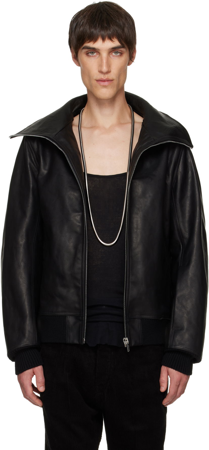 Jakke Rick Owens Concordians Blixa Dracucollar Leather Jacket Sort | RR02E1710 LOO