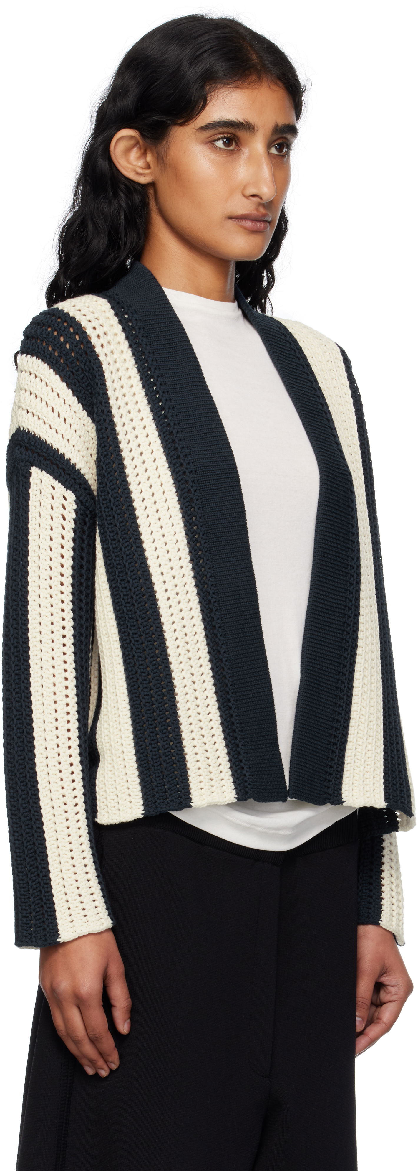 Sweater Max Mara Weekend Max Mara Striped Open Cardigan Mørkeblå | 2515341012600, 1