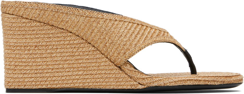 Sneakers og sko Alaïa ALAÏA Cube Thong Mule Wedge Sandals Beige | AA3M105TK054