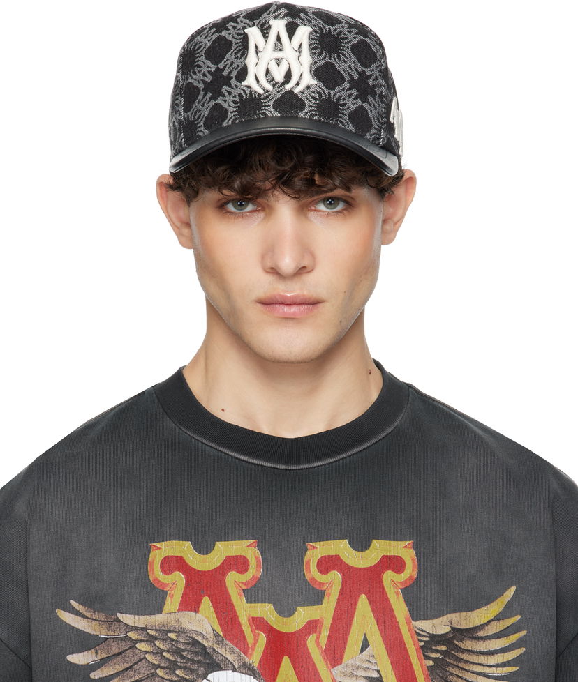T-shirt AMIRI 'MA' Quad Denim Cap Sort | AMHACP1036