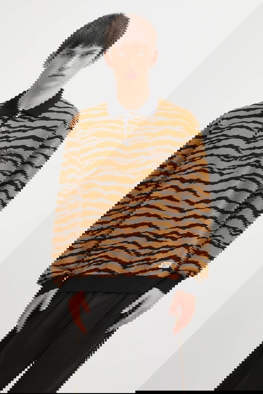 Sweater WACKO MARIA Tiger Pattern Knitted Long-Sleeve Polo Flerfarvet | 25FW.WMK.KN10, 0
